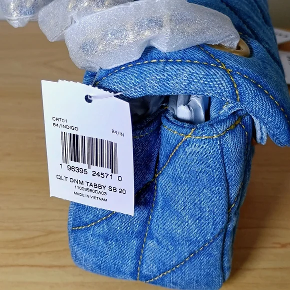 NWT! Popular Coach Denim Quilted Chain Shoulder Bag, The Tabby 20 - Picture 3 of 5